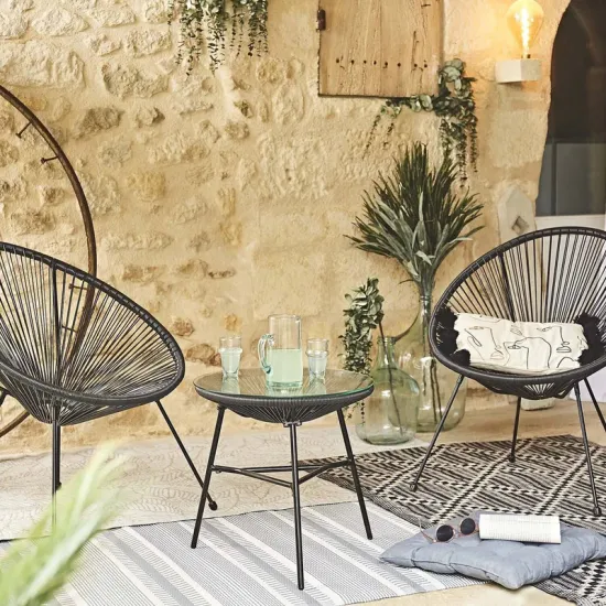 Луксозен Градински Ратанов Комплект Савана 2 стола с маса