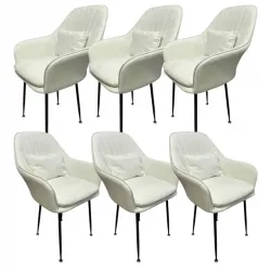 6бр. Стилен Трапезен стол Ивон + подарък възгалвничка – млечнобял