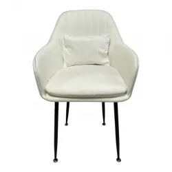 4бр. Стилен Трапезен стол Ивон + подарък възгалвничка – млечнобял