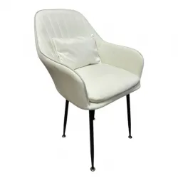 Стилен Трапезен стол Ивон + подарък възгалвничка – млечнобял