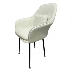 6бр. Стилен Трапезен стол Ивон + подарък възгалвничка – млечнобял