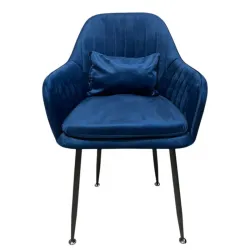 6бр. Стилен Трапезен стол Ивон + подарък възгалвничка – син