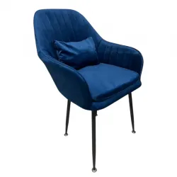 Стилен Трапезен стол Ивон + подарък възгалвничка – син