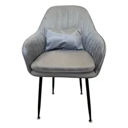 6бр. Стилен Трапезен стол Ивон + подарък възгалвничка – сив