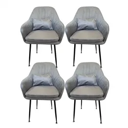 4бр. Стилен Трапезен стол Ивон + подарък възгалвничка – сив