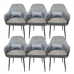 6бр. Стилен Трапезен стол Ивон + подарък възгалвничка – сив