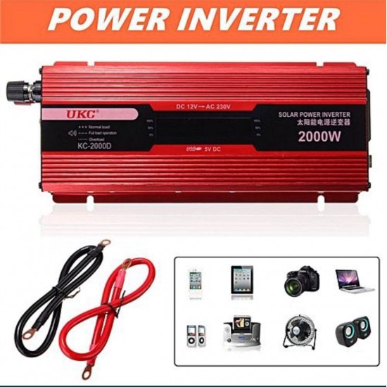 Инвертор на напрежение с дисплей от 12V на 220V с мощност от 2000W