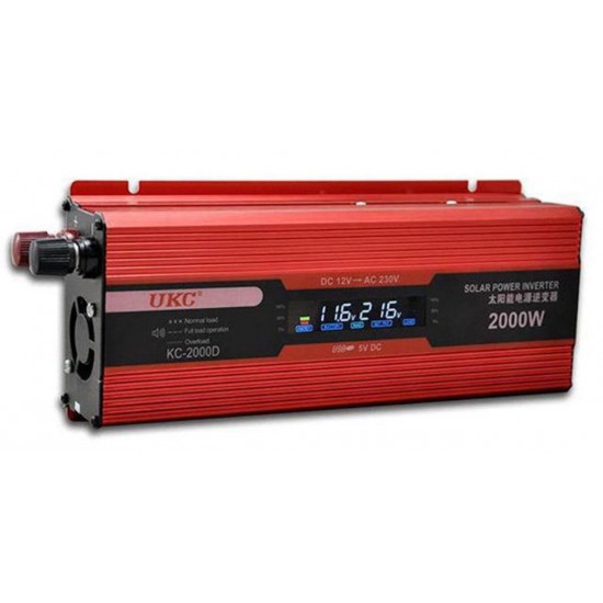 Инвертор на напрежение с дисплей от 12V на 220V с мощност от 2000W