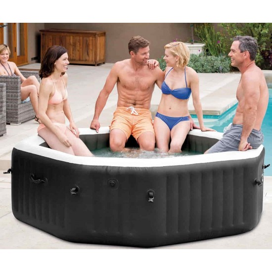 Надуваемo джакузи с водни и въздушни струи Intex 28458 PureSpa Bubble Deluxe, тъмно сиво