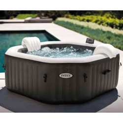 Надуваемo джакузи с водни и въздушни струи Intex 28458 PureSpa Bubble Deluxe, тъмно сиво