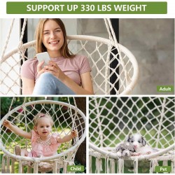 Люлка XL-хамак до 150кг от памук и метал за хол, спалня, тераса и градина