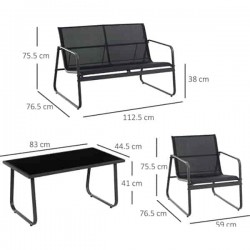 Градински мебели комплект 4 части, ратан Черен Градински мебели комплект 4 части, ратан Черен