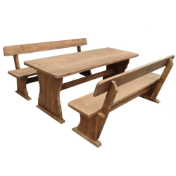 Комплект Дървена маса с 2 пейки 200см на 80 см. Баварски