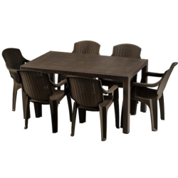 Градински комплект от маса и 6 стола PVC Ратан