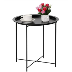Метална кръгла сгъваема масичка – за хол, тераса, градина или спалня