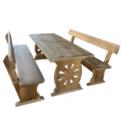 Висококачествен Баварски комплект Маса с 2 пейки 200 на 80см от масив