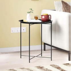 Метална кръгла сгъваема масичка – за хол, тераса, градина или спалня