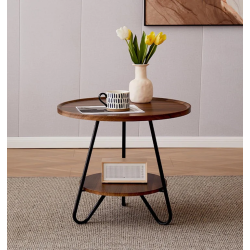 Кръгла масичка на две нива с метални крака Кръгла масичка на две нива с метални крака