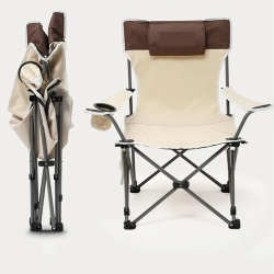 2 броя сгъваем преносим стол WerkBull с възглавница и поставка за телефон до 140кг. за плаж и къмпинг 2 броя сгъваем преносим стол WerkBull с възглавница и поставка за телефон до 140кг. за плаж и къмпинг