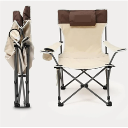 2 броя сгъваем преносим стол WerkBull с възглавница и поставка за телефон до 140кг. за плаж и къмпинг