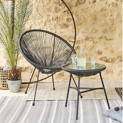 Градиснки комплект - Висящ Ратанов стол до 200кг. + Ратанови маса и 2 стола Савана